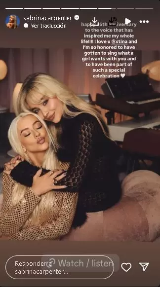 Christina Aguilera y Sabrina Carpenter juntas en el estudio de Spoti