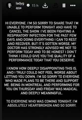 Cancelaci�n del show de Lady Gaga