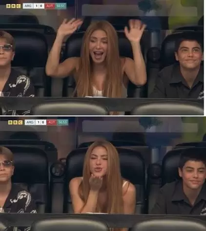 Ovaci�n a Shakira en el partido de la Selecci�n
