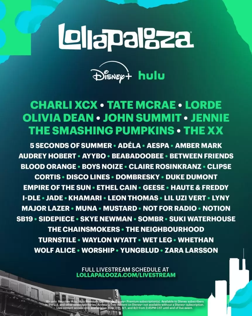 El Festival Lollapalooza 2026 ser� transmitido por Disney+ y Hulu
